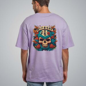 Flower Skull Pure Cotton Oversized Graphic Print T-shirts For Men & Women