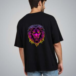 Vibrant Lion Face Art Pure Cotton Oversized Graphic Print T-shirts For Men & Women