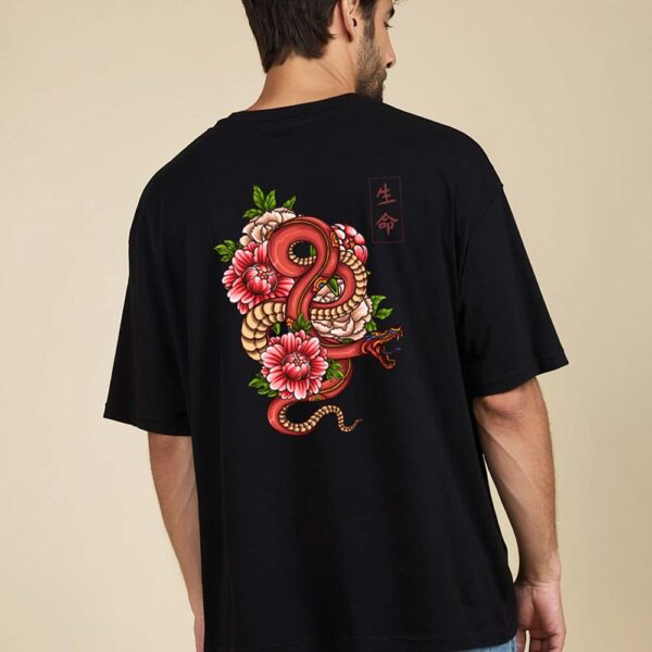 Snake Art Pure Cotton Oversized Graphic Print T-shirts For Men & Women - Image 3