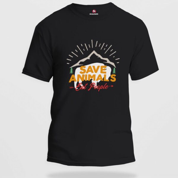 Save animals Eat People Regular Printed T-shirt - Image 2