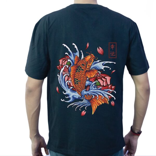 Japanese Koi Pure Cotton Oversized Graphic Print T-shirts For Men & Women - Image 5