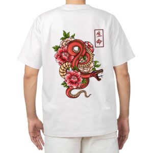 Snake Art Pure Cotton Oversized Graphic Print T-shirts For Men & Women